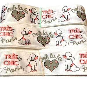 Grosgrain Ribbon 7/8” 5 yards 5/$20 Paris French France Tres Chic poodle ooh la